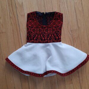 Red and White Dance Dress with Flared Skirt